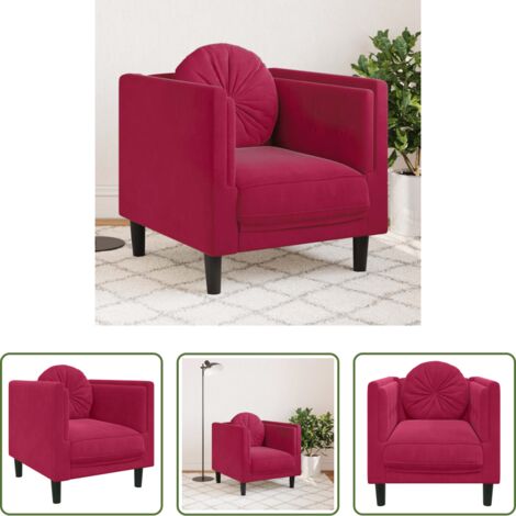 Sillón rojo tinto -  Sillón con cojín terciopelo rojo tinto