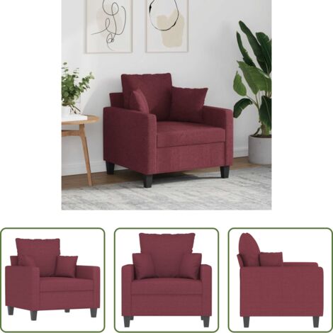 Sillón rojo tinto -  Sillón de tela rojo tinto 60 cm