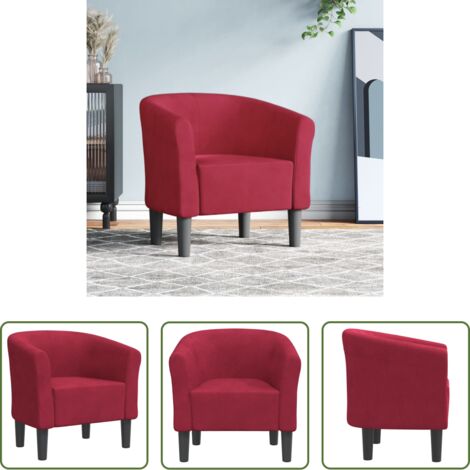 Sillón rojo tinto -  Sillón de terciopelo rojo tinto