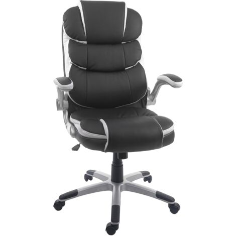 Sillón silla de oficina con ruedas giratoria regulable en altura en sintético negro 040001843