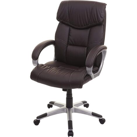 Sillón silla de oficina con ruedas giratorias regulable en altura sintético Café-marrón 040001803