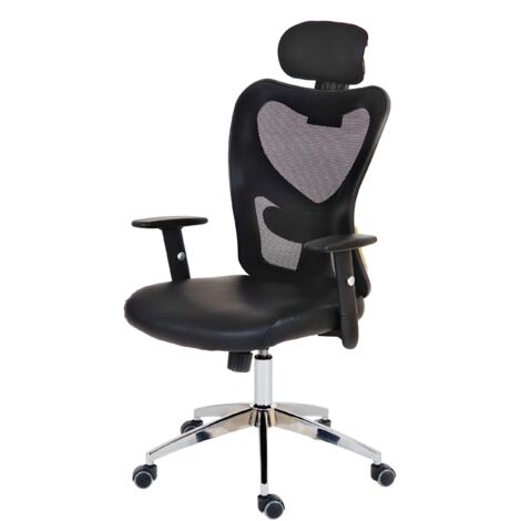 Sillón silla de oficina con ruedas giratorias reposacabezas ajustable sintético negro 040001899