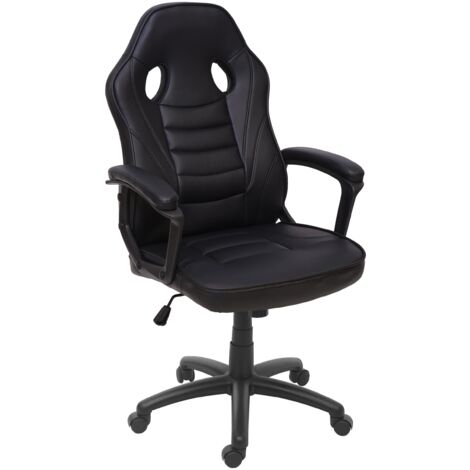Sillón silla de oficina gaming con ruedas forma ergonómica giratoria regulable en altura sintético negro 040001839