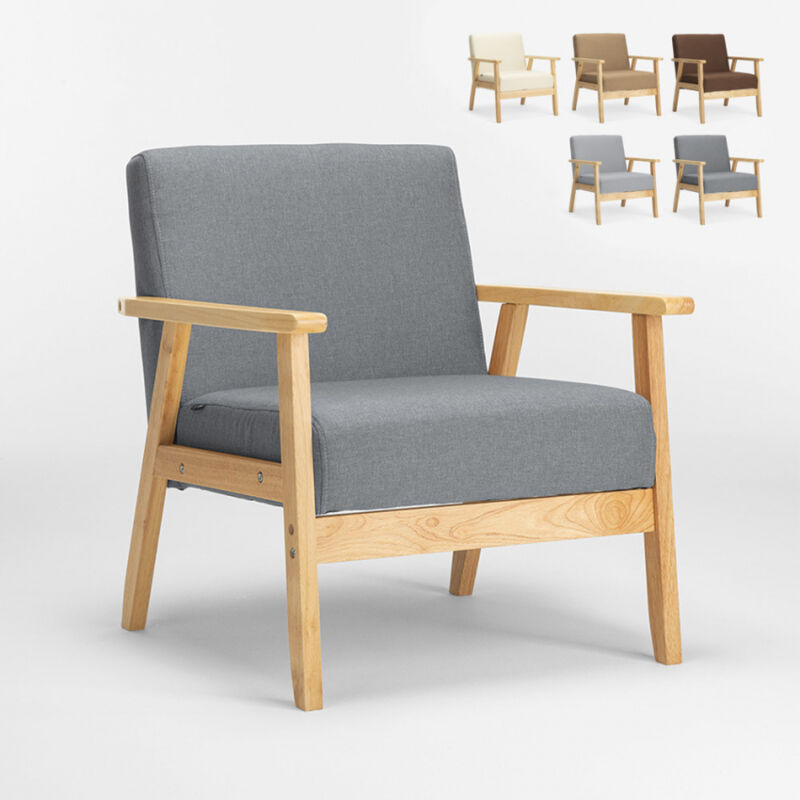 

Sillón de diseño escandinavo vintage de madera con reposabrazos Uteplass | Color: Gris Oscuro