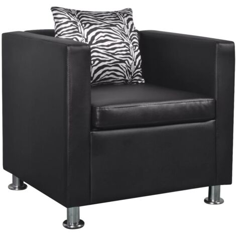 Sillón sillón asiento salón diseño club sofá salón negro piel sintética 1102078/3