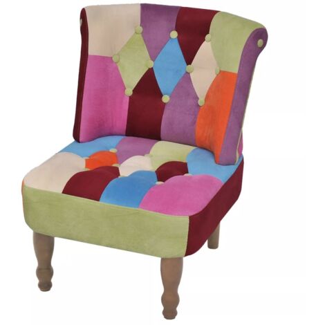 Sillón sillón sillón de diseño club sofá salón de estilo francés con tela patchwork 1102035/3