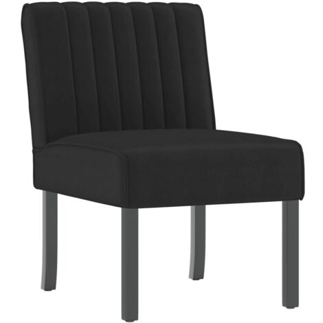 Sillón sin brazos en terciopelo negro con costuras decorativas patas de madera DEC026278