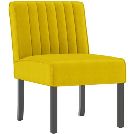 Sillón sin reposabrazos respaldo bajo en terciopelo amarillo DEC026276