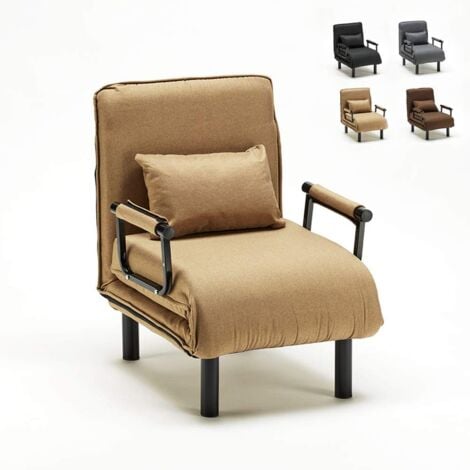 LE ROI DU RELAX Sillón Sofá cama plegable individual de tela Deborah Color: Gris