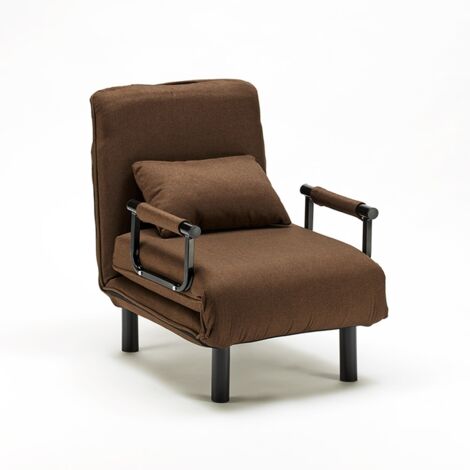LE ROI DU RELAX Sillón Sofá cama plegable individual de tela Deborah - Marrón