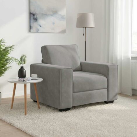 Sillón sofá gris claro 60 cm terciopelo