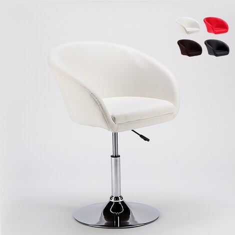 SUPERSTOOL Sillón Taburete Giratorio Cuero Polipiel Diseño Moderno Austin Color: Blanco