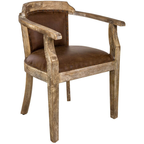 Sillón tapizado de madera marrón 57x58x85