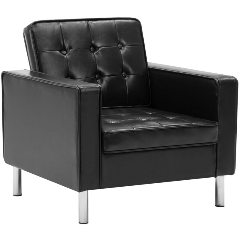 Sillón de cuero sintético negro Vidaxl Negro