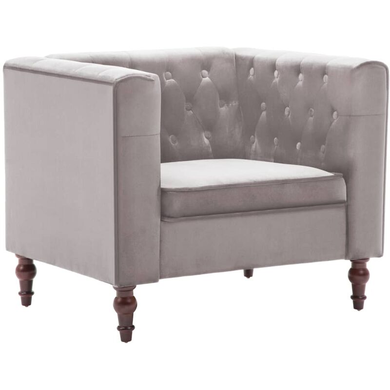 

Sillón de Terciopelo Gris - Gris - Vidaxl