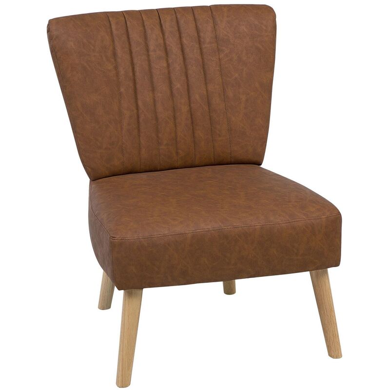

Sillón tapizado en piel sintética marrón VAASA