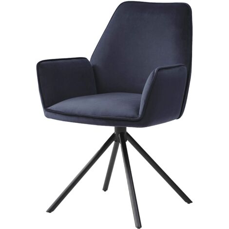 Sillón tapizado silla de salón oficina con reposabrazos rotación de 90° en terciopelo gris antracita FAL04032