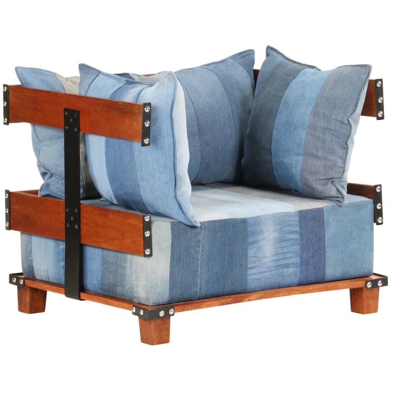 

Sillón tela vaquero y madera de mango maciza 80x67x62 cm