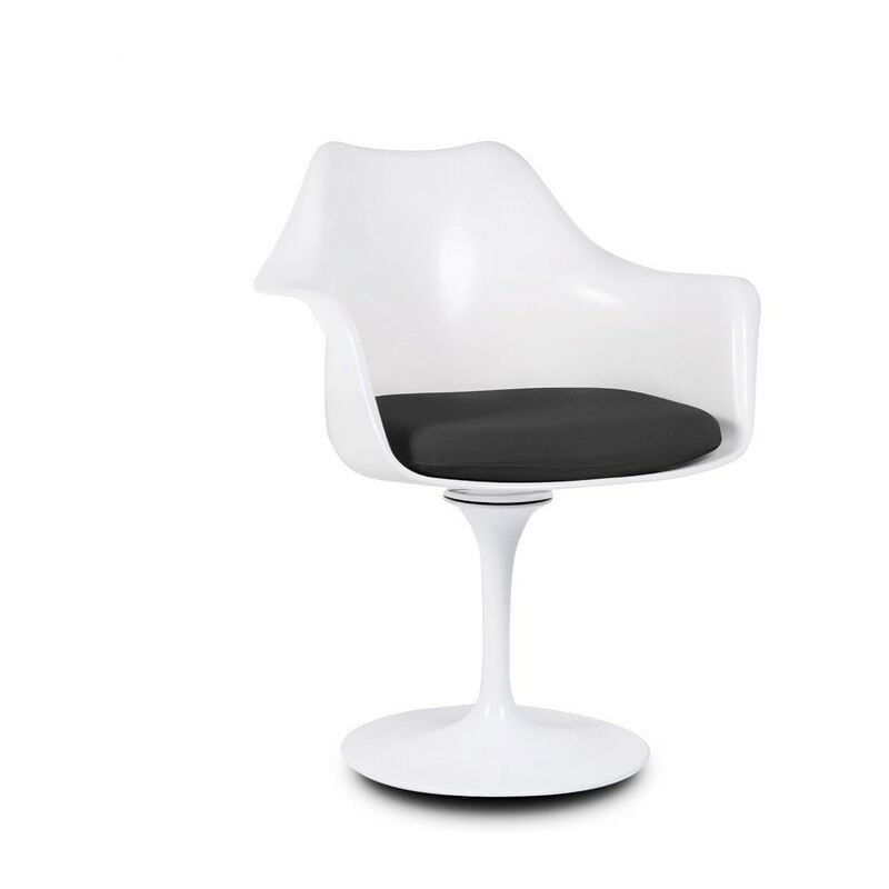 

Sillón TUL NEW, blanco, cojín similpiel negro