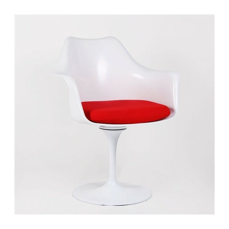 

Sillón TUL NEW, blanco, cojín similpiel rojo