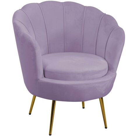 Sillón tulipán violeta de terciopelo cm73x72h77