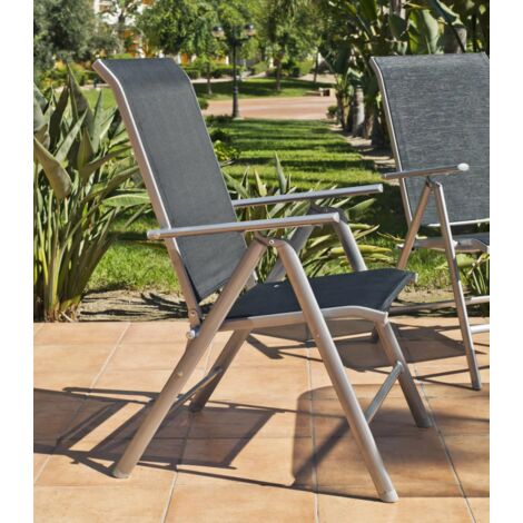 Sillón-Tumbona acero/textilen Seul-5 plegable, 100cm(alto) 58cm(ancho)  69/98cm(fondo)