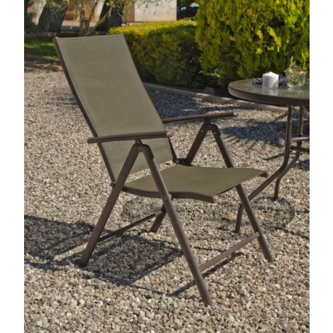 Sillón-tumbona plegable acero/textilen Macao-5 bronce, 100cm(alto) 58cm(ancho) 62/98cm(fondo)