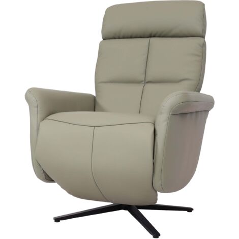 Sillón TV con función giratoria y reclinable, reposapiés y respaldo en piel gris 040006828