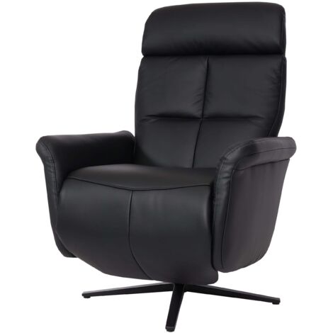 Sillón TV con función giratoria y reclinable, reposapiés y respaldo en piel negra 040006830