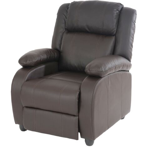 Sillón TV de relajación ajuste sincrónico del respaldo y reposapiés en PVC café 040006900