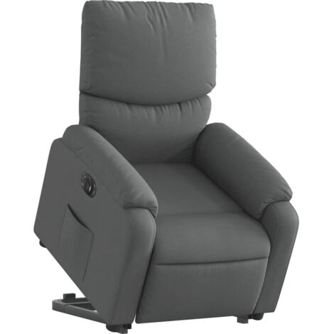Sillón TV reclinable con elevación eléctrica, muy cómodo en tejido gris oscuro DEC028352