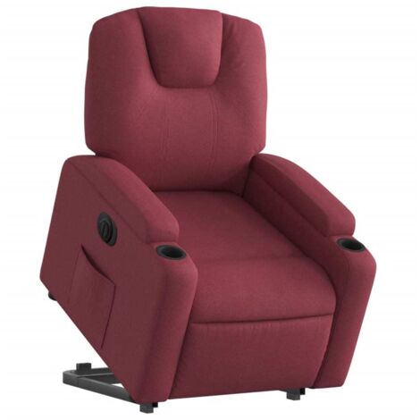 Sillón TV reclinable con elevación eléctrica, muy cómodo en tela rojo burdeos DEC028536