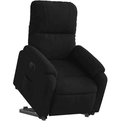 Sillón TV reclinable con función de elevación eléctrica muy cómodo en tejido de microfibra negro DEC028512