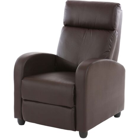 Sillón TV reclinable con respaldo regulable y reposapiés en sintético marrón 040002019