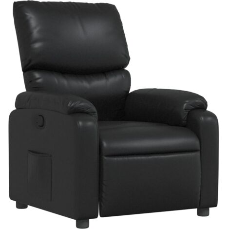 Sillón TV relax cómodo tapizado con función de inclinación manual en PVC negro DEC028081