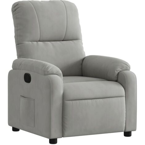 Sillón TV relax cómodo tapizado función de inclinación manual en tejido microfibra gris DEC027917