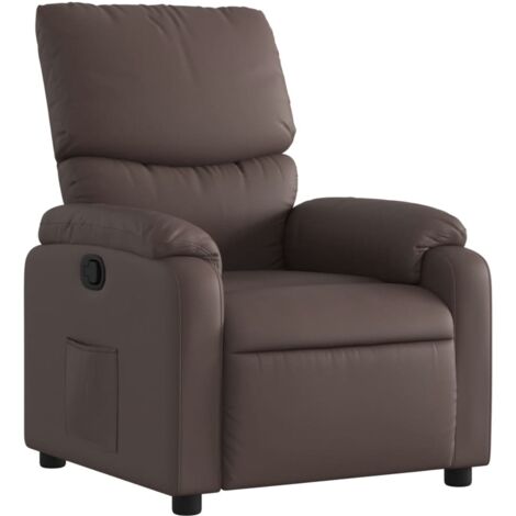 Sillón TV relax cómodo tapizado función reclinable manual en PVC marrón DEC028026