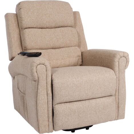 Sillón TV relax con función reclinable de masaje y calefacción en tejido beige-marrón 040006891