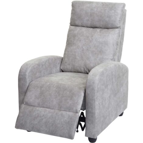 Sillón TV relax con función reclinable regulable en tejido vintage gris claro 040006879