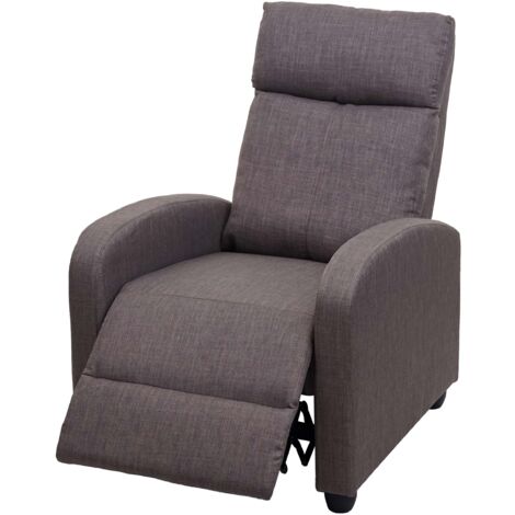 Sillón TV relax con función reclinable y ajuste sincrónico del respaldo y reposapiés en tejido gris-marrón 040006878