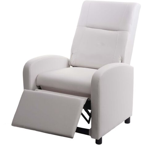 Sillón TV relax en sintético respaldo abatible 99x70x75cm blanco 040002006