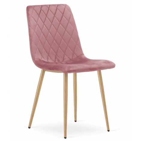 Sillón Valora TURIN terciopelo rosa patas de madera moderno salón