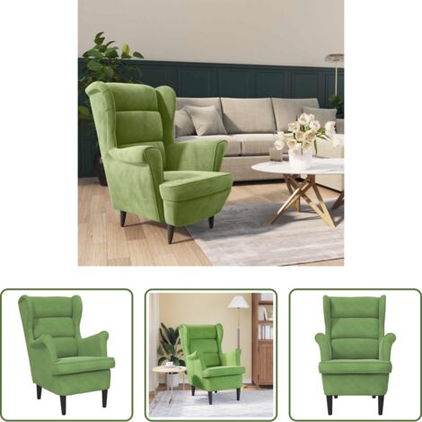Sillón verde claro -  Sillón de terciopelo verde claro
