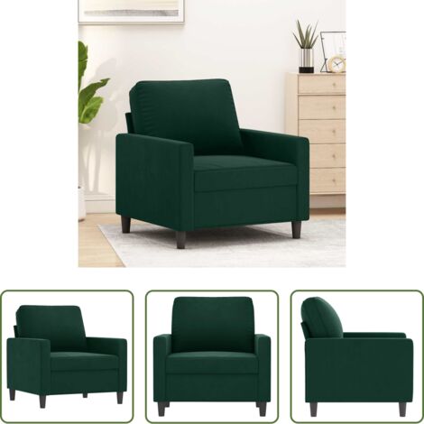 Sillón verde oscuro -  Sillón de terciopelo verde oscuro 60 cm