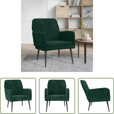Sillón verde oscuro -  Sillón de terciopelo verde oscuro 62x79x79 cm