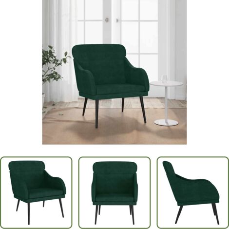 Sillón verde oscuro -  Sillón de terciopelo verde oscuro 63x76x80 cm