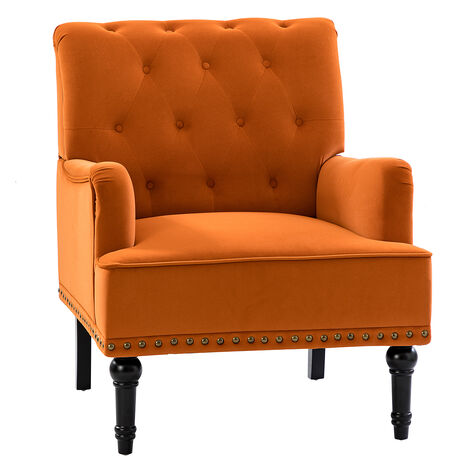 Cómoda mecedora de mediados de siglo moderno guardería mecedora mecedora  tapizada con respaldo alto para silla de salón naranja