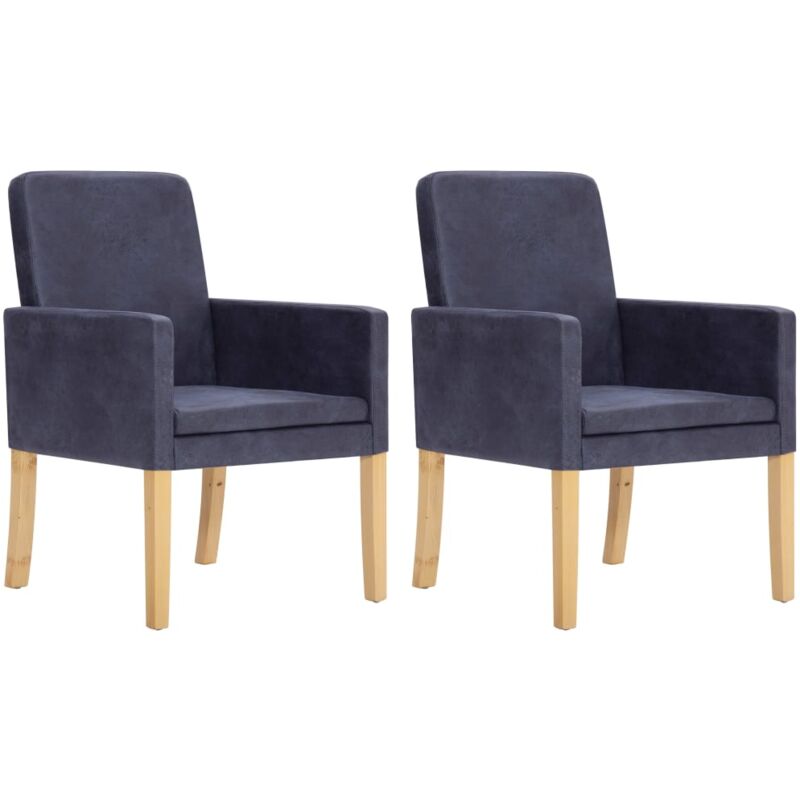 

vidaXL Sillas de Comedor 2 Unidades Piel de Ante Artificial Gris - Gris
