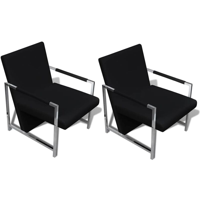 

Sillones 2 Unidades Estructura Cromada Cuero Sintético Negro - Negro - Vidaxl