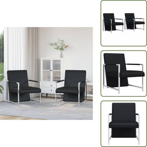 Sillones 2 unidades estructura cromada cuero sintético negro